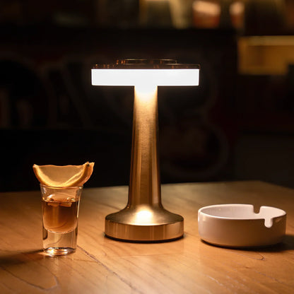 Tafellamp Draadloos Oplaadbaar Dimbaar Metaal LED 3 Lichtkleuren USB-C Goud Zilver Zwart Retro Restaurant Bar Nachtkastje Sfeerlamp Draagbaar