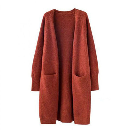 Dames Gebreide Vest Lange Model Warm en Elegaat
