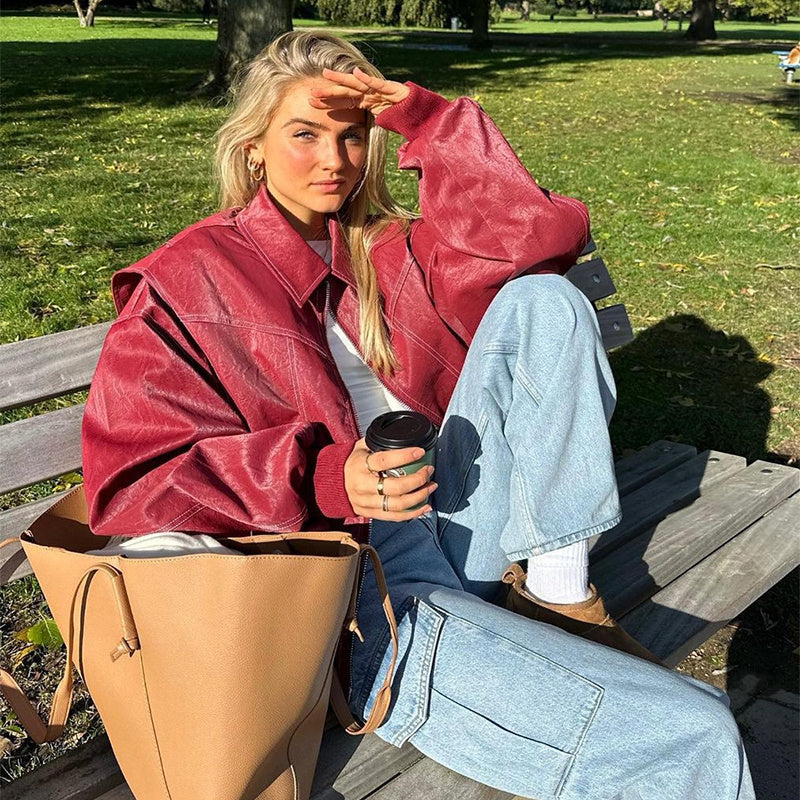 Bomberjack Oversized Met Contrasterende Ritsen en Kap