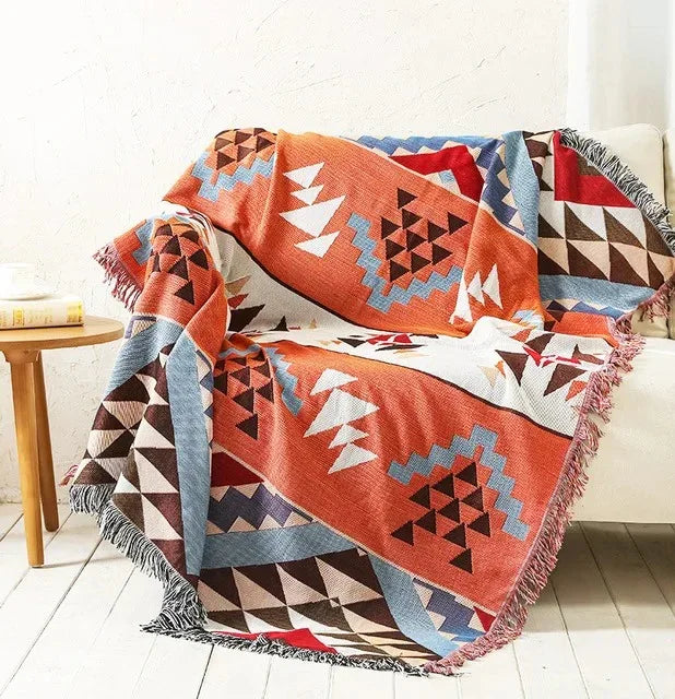 Gooi Deken Jacquard Geweven Franjes Kleurrijk Katoen Polyester Warm Zacht