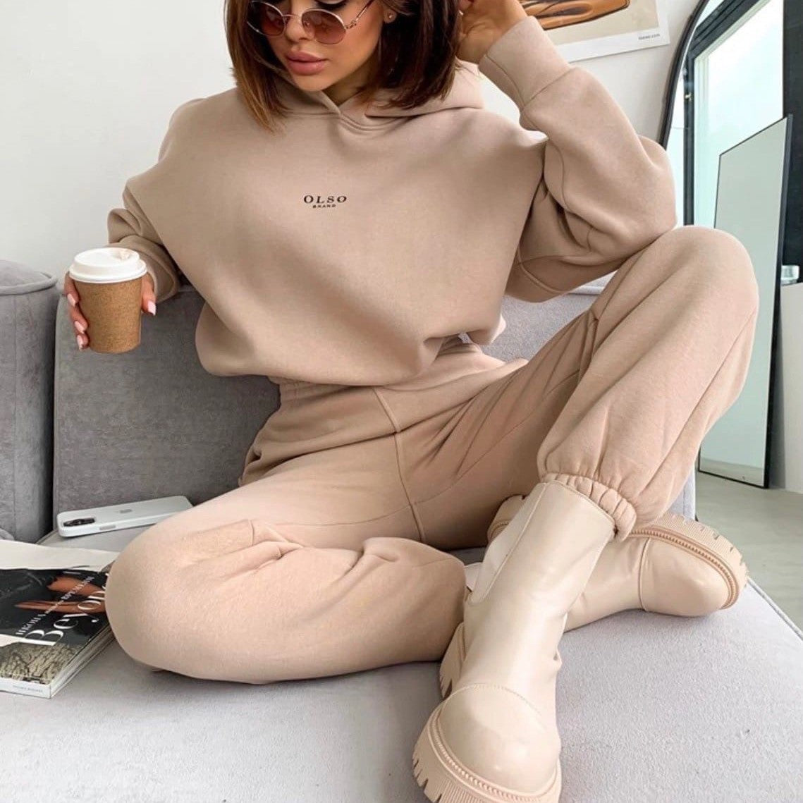 Dames Jogger Set Zacht Comfortabel Hoodie en Broek - StudioMarella