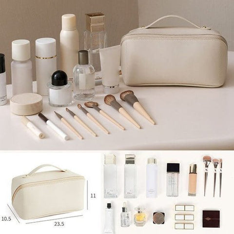Elegante Make-up Tas Zwart van Stof met Ruime Opbergruimte