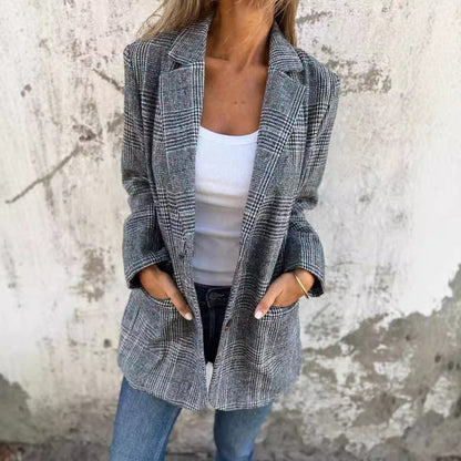 Dames Blazer Geruit Stijlvol Jasje Trendy Kleding