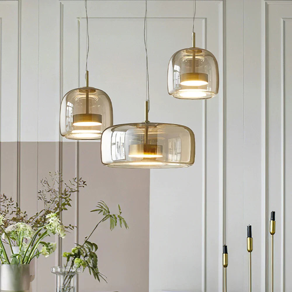 Glazen Hanglamp met LED Verlichting Modern Design Woonkamer Slaapkamer