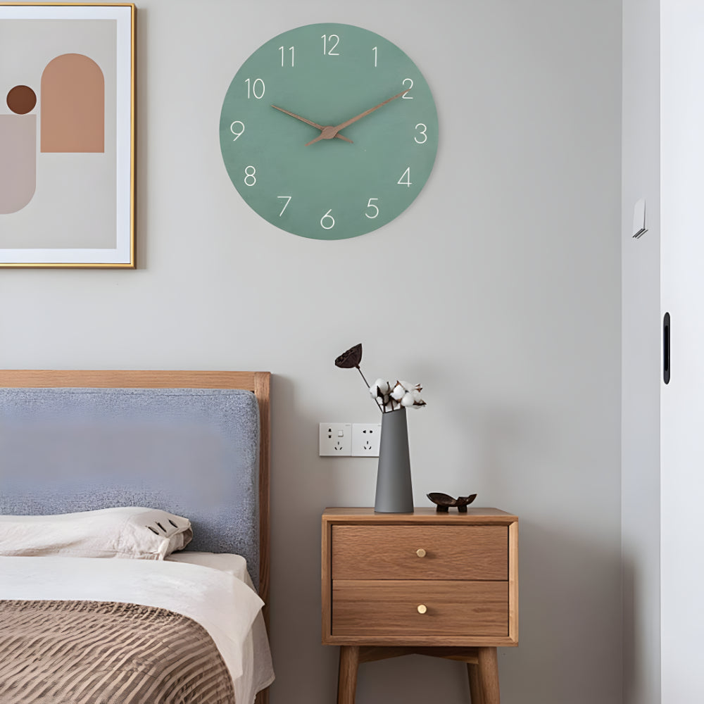 Houten Wandklok Ø29cm Modern Minimalistisch Stil Geruisloos Kwartsmechanisme Woonkamer Slaapkamer Kantoor