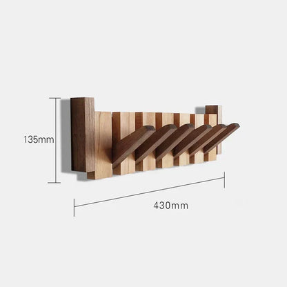 Wandkapstok Hout met Uitklapbare Haken Hal Woonkamer Kantoor Natuurlijke Houtnerf Modern Opbergsysteem