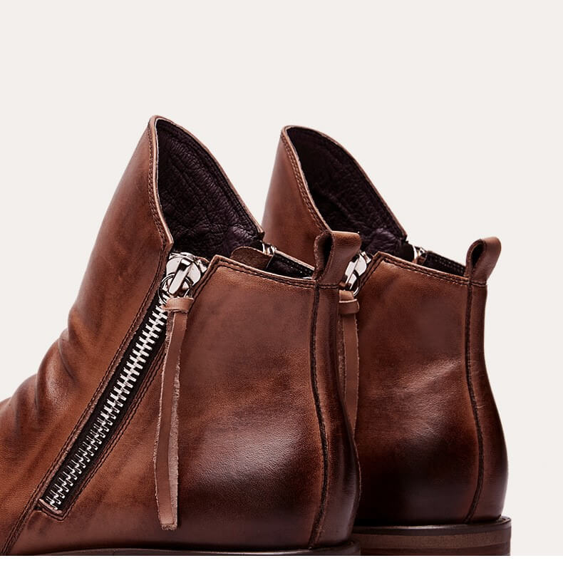 Leren Enkelboots met Rits Echt Leer Stijlvol Duurzaam → Leren Enkelboots Rits Echt Leer Dames Boots Stijlvol