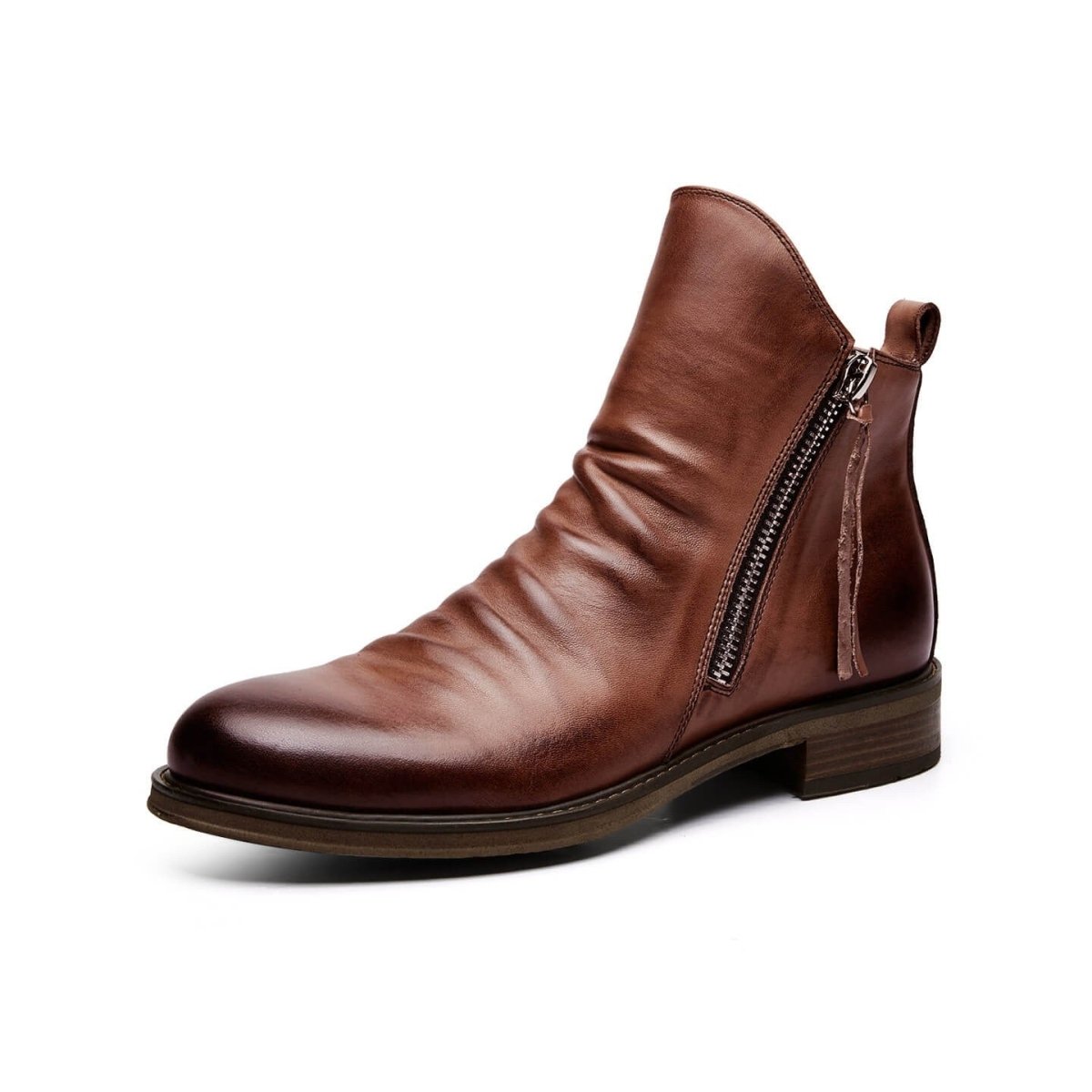 Leren Enkelboots met Rits Echt Leer Stijlvol Duurzaam → Leren Enkelboots Rits Echt Leer Dames Boots Stijlvol - StudioMarella