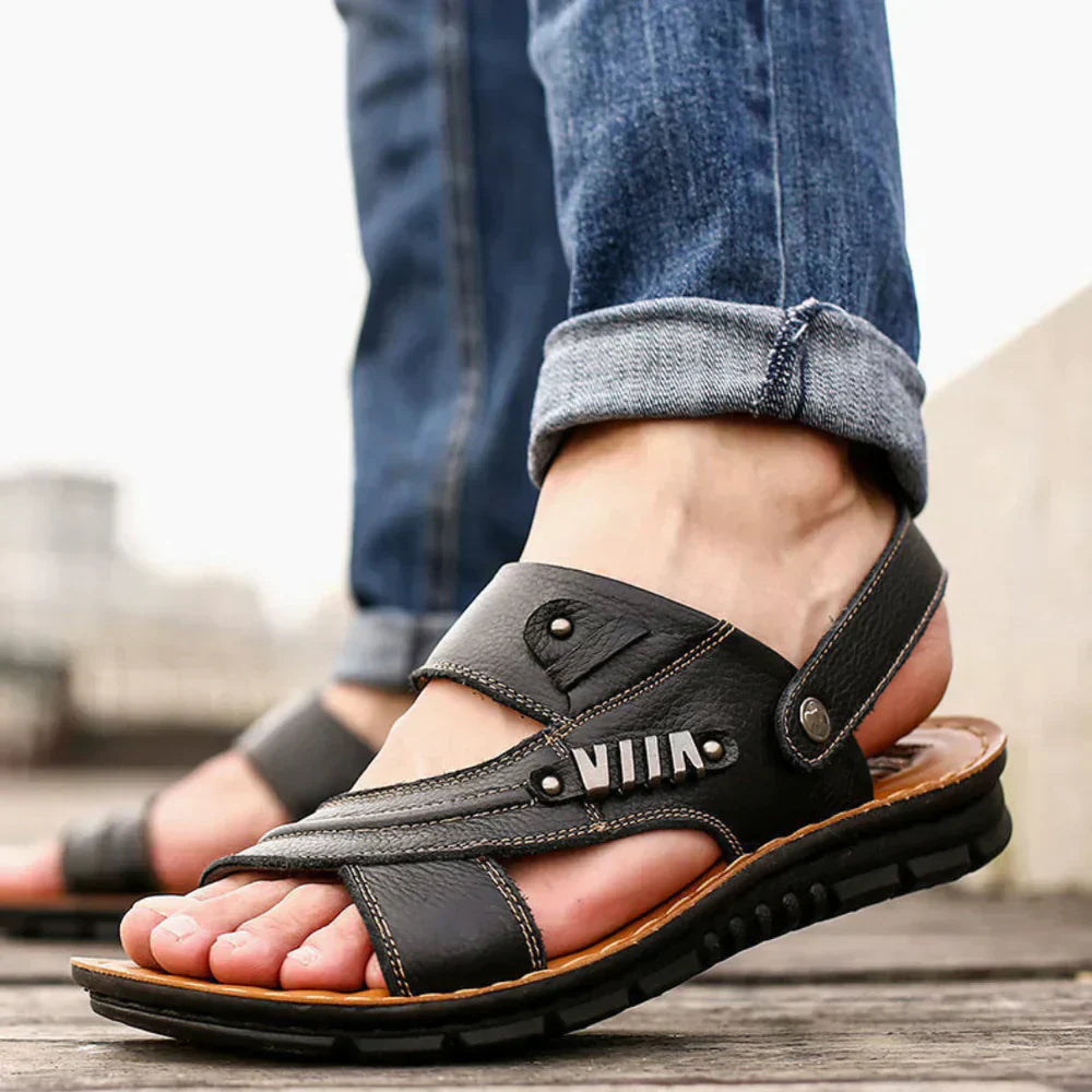 Leren Zomersandalen voor Mannen Vintage Stijl - StudioMarella