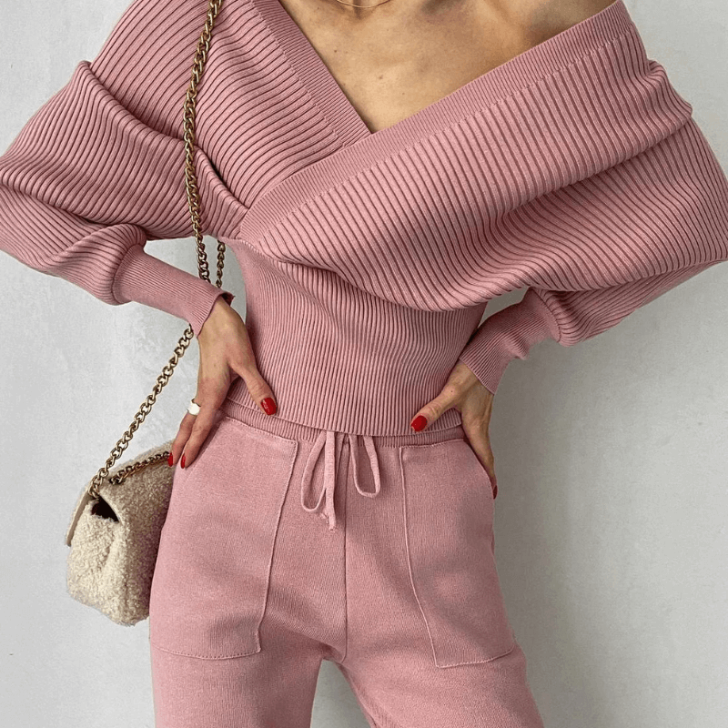 Dames Set Gebreide Trui en Broek Warme Wintercollectie