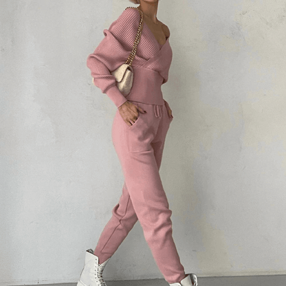 Dames Set Gebreide Trui en Broek Warme Wintercollectie