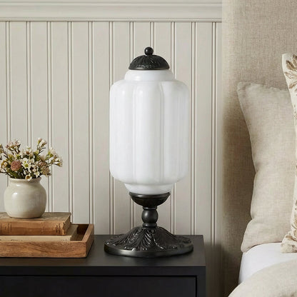 Retro Tafellampen met Getextureerd Crèmekleurig Glas – Franse Vintage Stijl met Messing of Zwart Frame