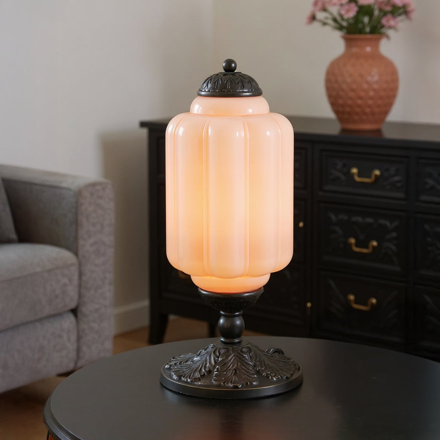 Retro Tafellampen met Getextureerd Crèmekleurig Glas – Franse Vintage Stijl met Messing of Zwart Frame