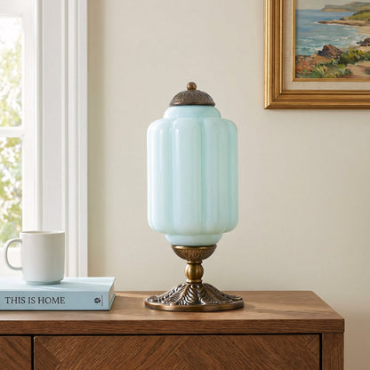 Retro Tafellampen met Getextureerd Crèmekleurig Glas – Franse Vintage Stijl met Messing of Zwart Frame