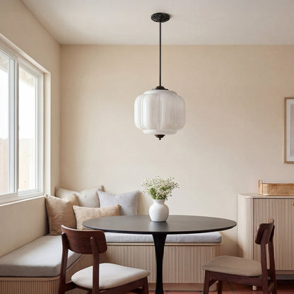 Vintage Melkglas Hanglamp met Messing Armatuur – Klassiek Retro Design voor Eetkamer, Hal & Leeshoek