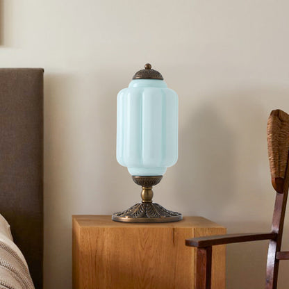 Retro Tafellampen met Getextureerd Crèmekleurig Glas – Franse Vintage Stijl met Messing of Zwart Frame