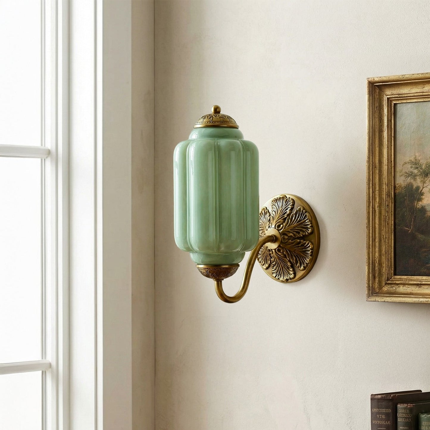 Vintage Wandlamp met Melkglas en Geolied Messing – Klassieke Retro Verlichting voor Hal, Slaapkamer, Woonkamer