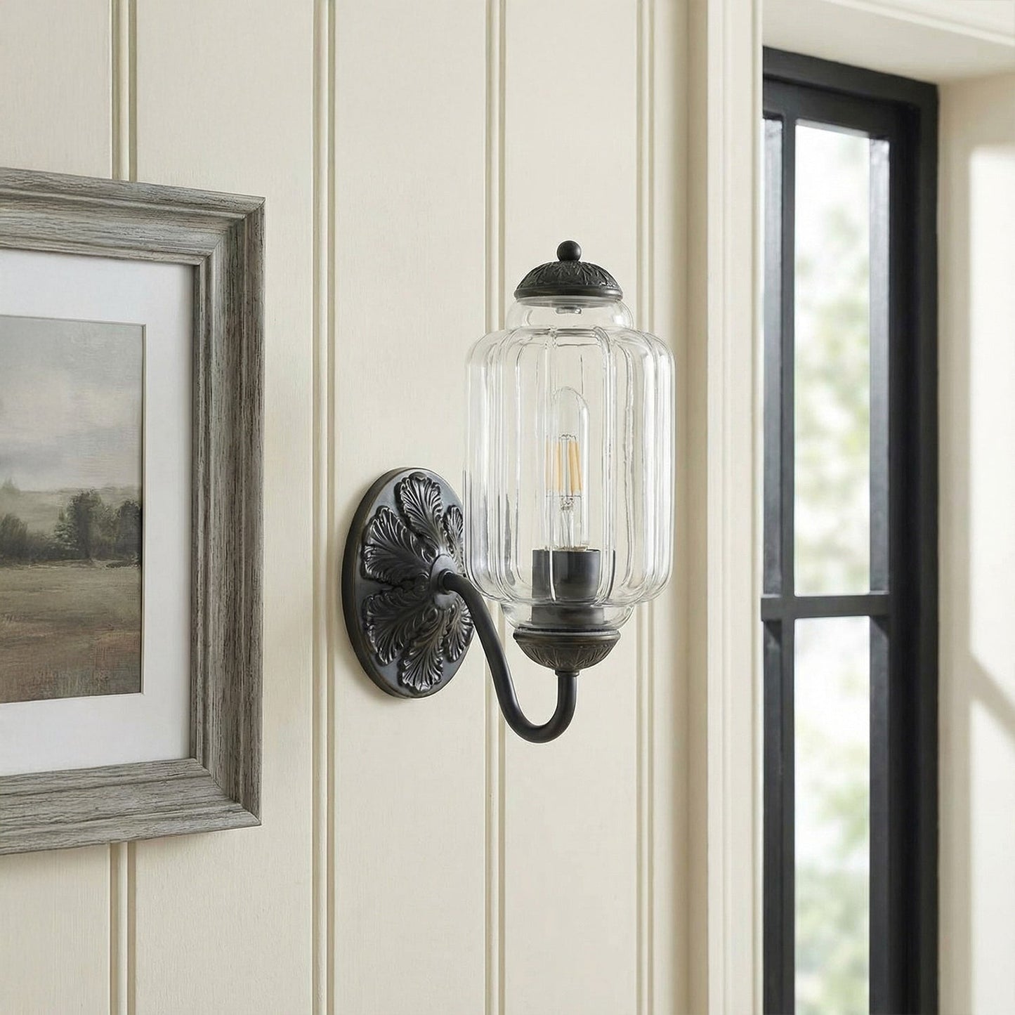 Vintage Wandlamp met Melkglas en Geolied Messing – Klassieke Retro Verlichting voor Hal, Slaapkamer, Woonkamer