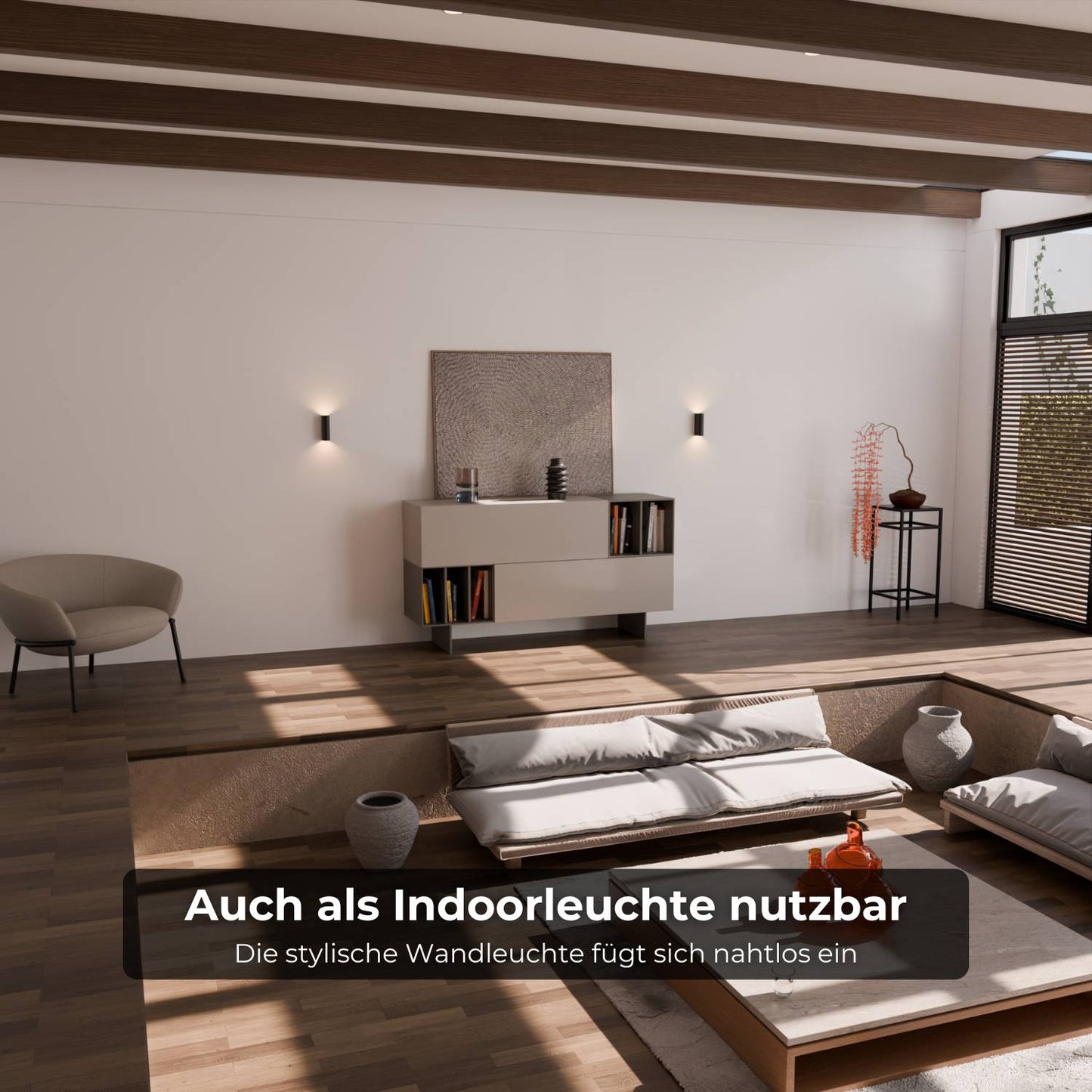 Compacte led wandlamp met warm up-down licht voor interieur en gevel