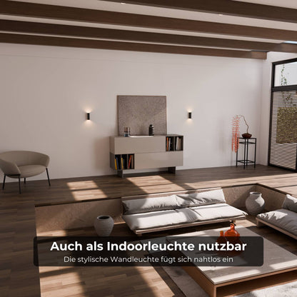 Compacte led wandlamp met warm up-down licht voor interieur en gevel
