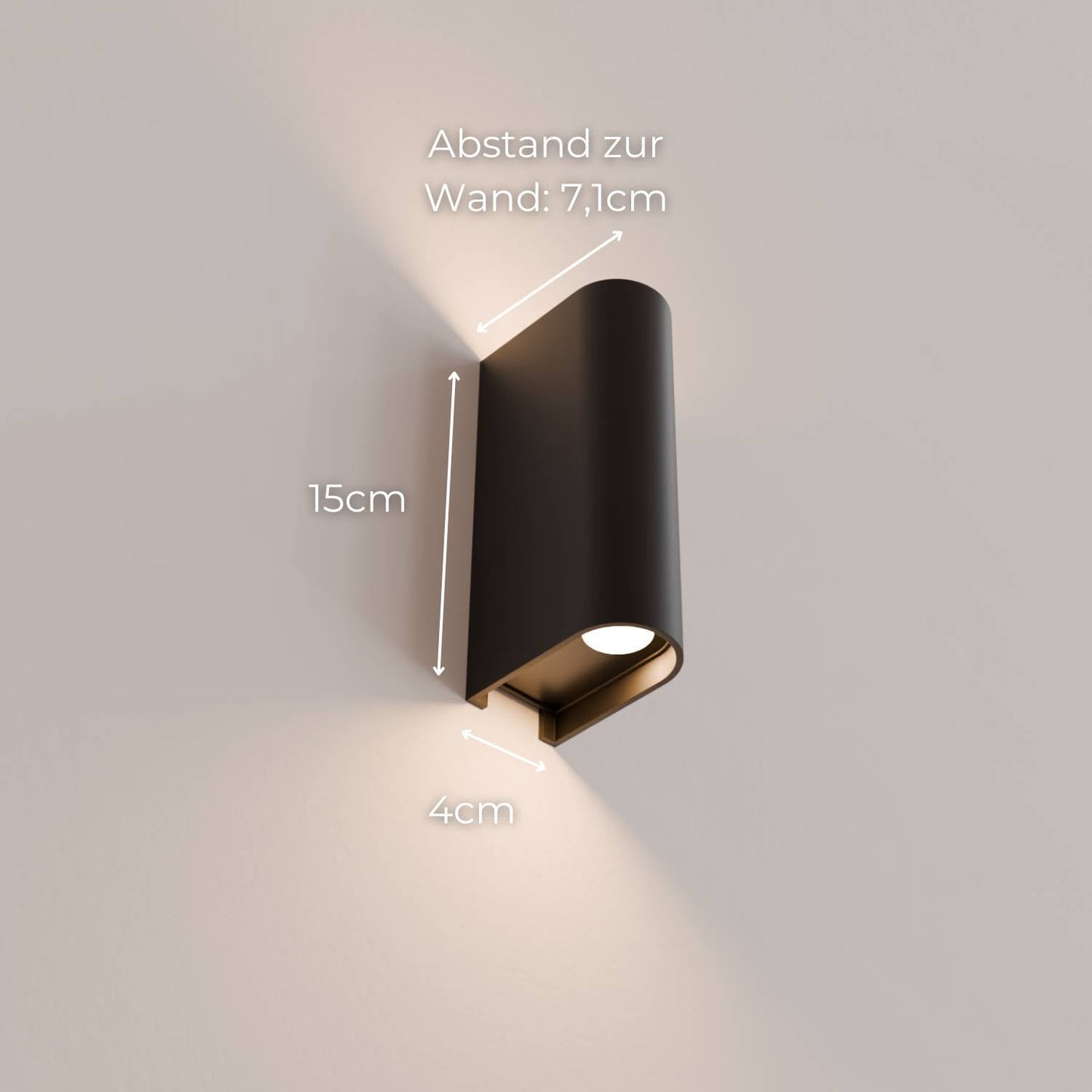 Compacte led wandlamp met warm up-down licht voor interieur en gevel