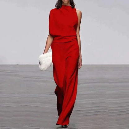 Jumpsuit Asymmetrisch Hoge Kraag Een Schouder Bloot