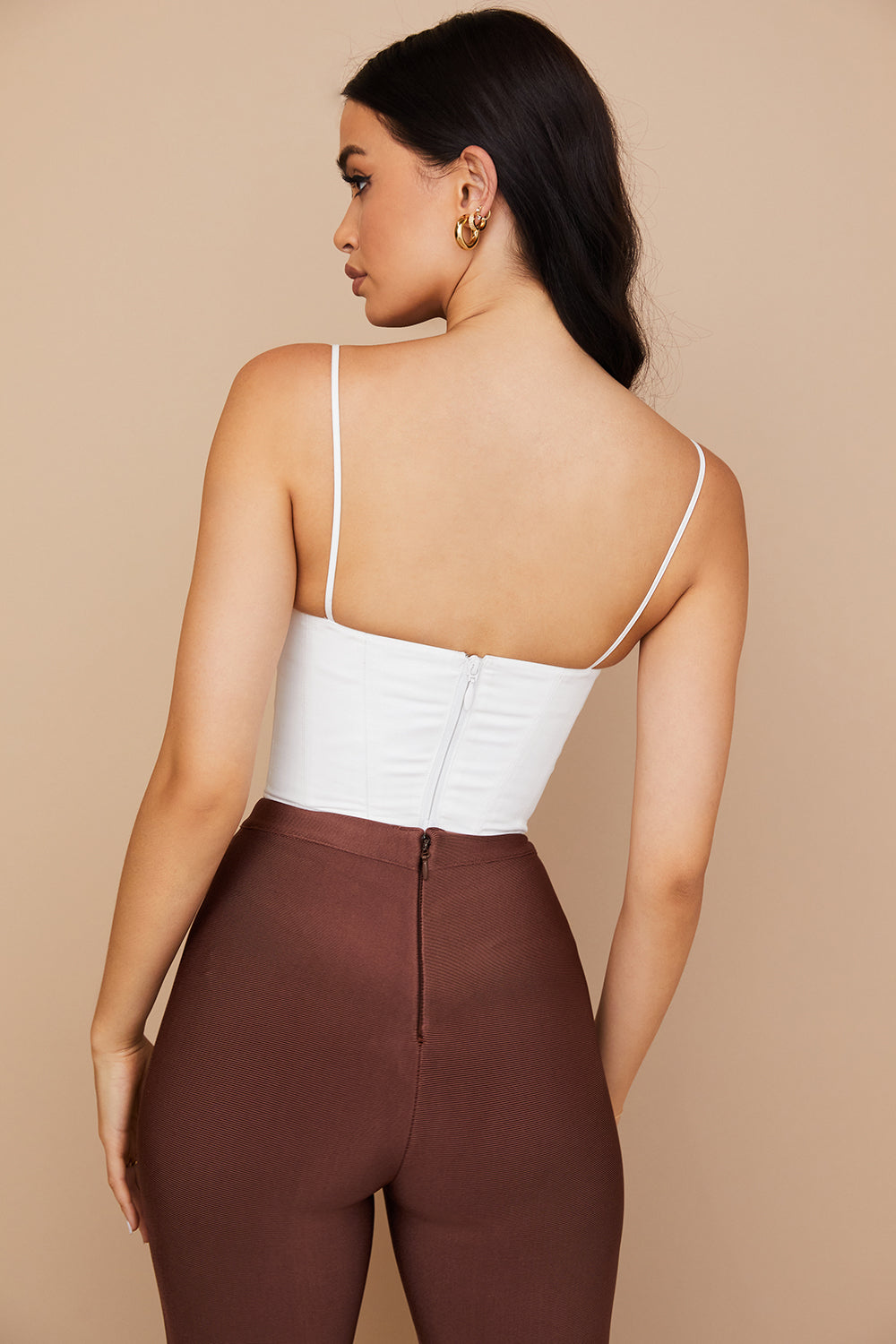 Witte Vrouwelijke Bustier Top Dunne Bandjes