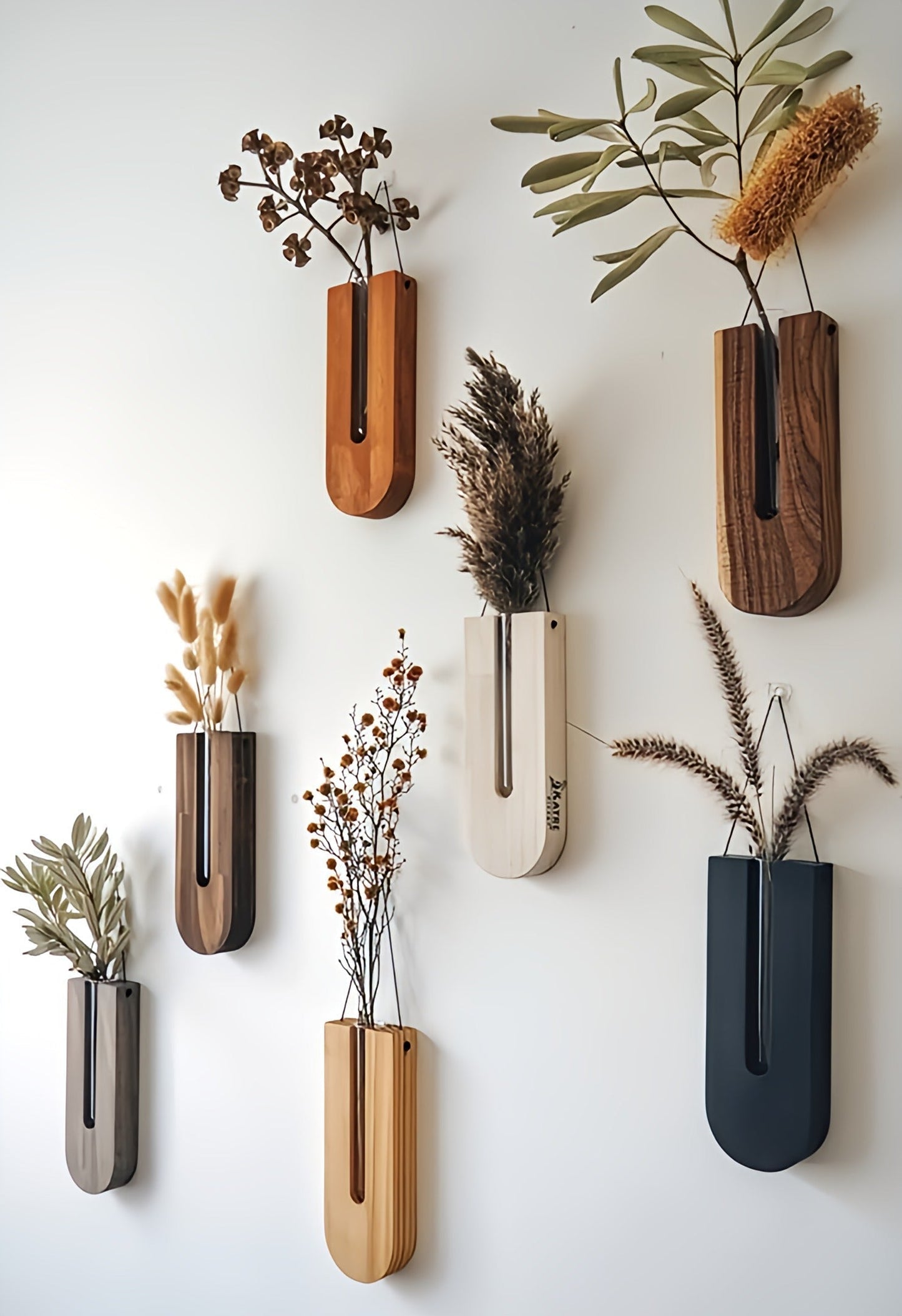 Houten Wand Bloemenhouders Set 7 Delig Pijnhout Verticale Plantenhouder