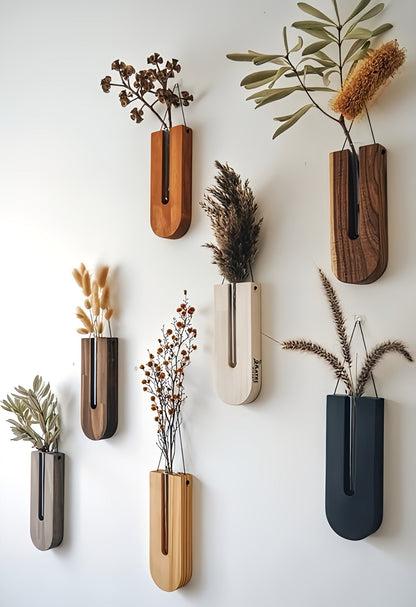 Houten Wand Bloemenhouders Set 7 Delig Pijnhout Verticale Plantenhouder