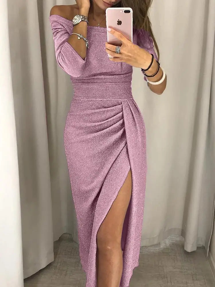 Vrouwelijke Katoenen Jurk Elegante Hoge Split