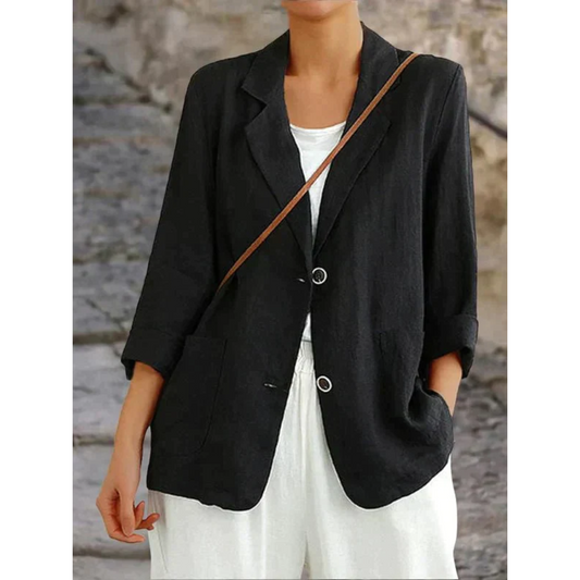 Dames Blazer van Linnen met Klassieke Stijl - StudioMarella