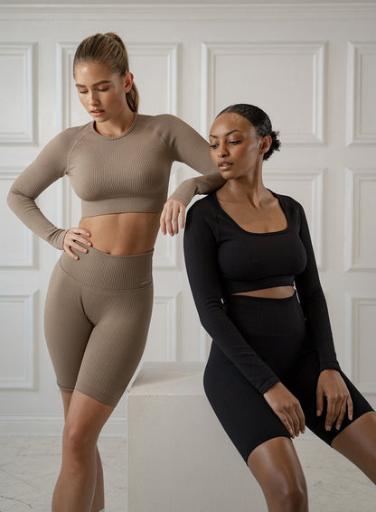 Donkere Lange Mouwen Crop Top voor Dames