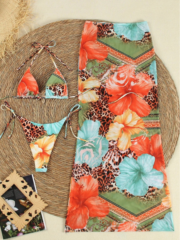 Tropische Bikini Set 3-Delig Zomer Badmode
