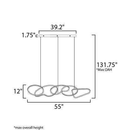 Abstracte LED Kroonluchter 140 cm Modern Design Eetkamer Verlichting