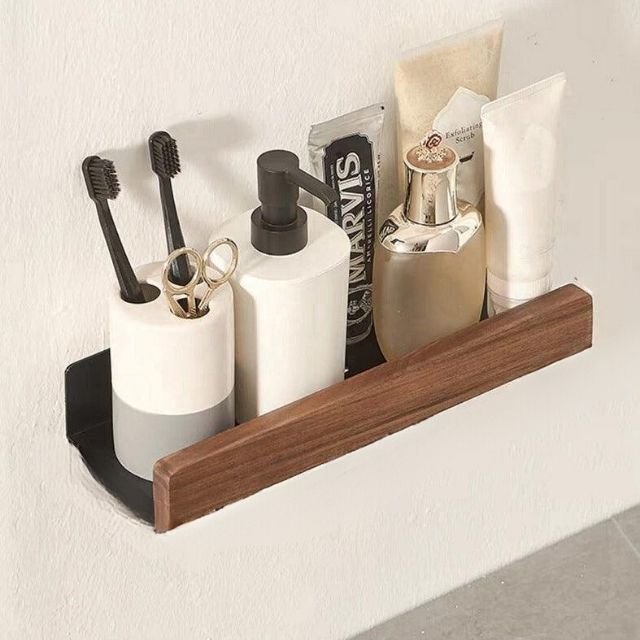 Badkamer wandplank van massief hout – Zonder boren, natuurlijk design