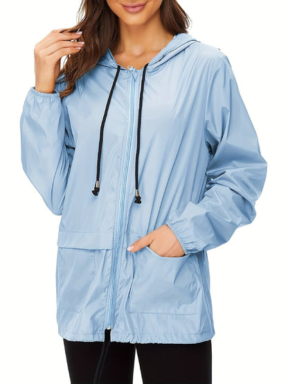 Waterdichte Dames Windjack Lange Mouwen Effen Kleur