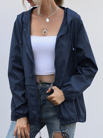 Waterdichte Dames Windjack Lange Mouwen Effen Kleur