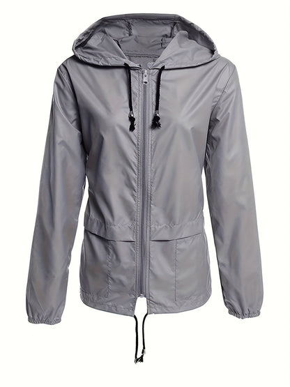 Waterdichte Dames Windjack Lange Mouwen Effen Kleur
