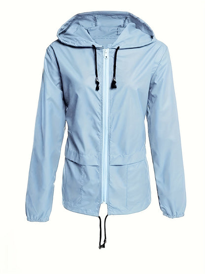 Waterdichte Dames Windjack Lange Mouwen Effen Kleur