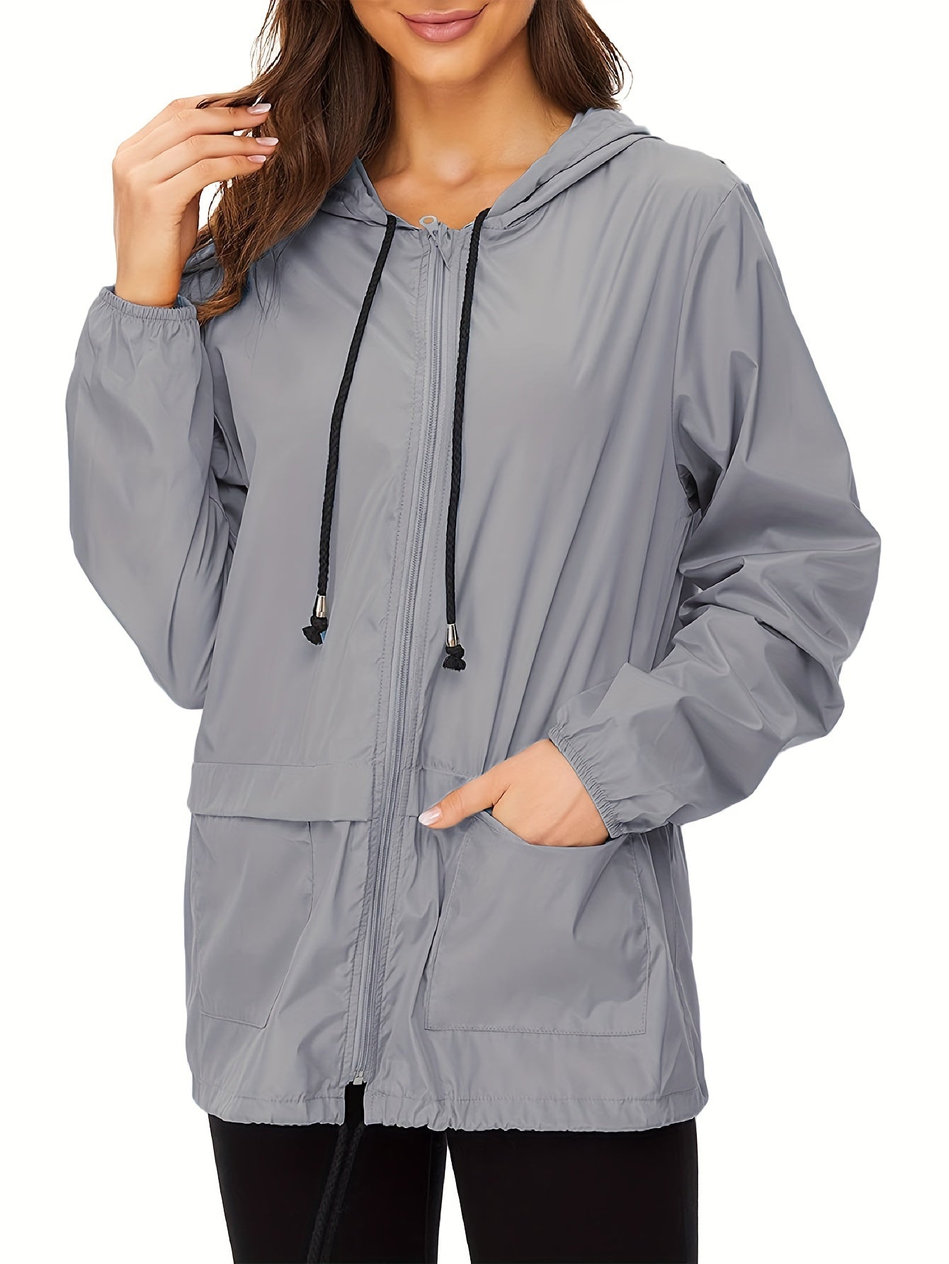 Waterdichte Dames Windjack Lange Mouwen Effen Kleur