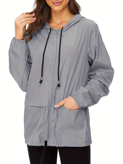 Waterdichte Dames Windjack Lange Mouwen Effen Kleur