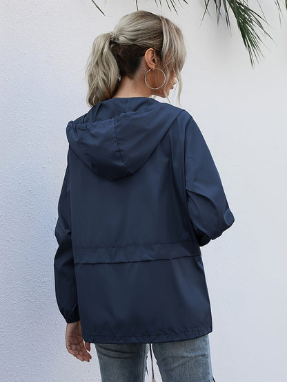 Waterdichte Dames Windjack Lange Mouwen Effen Kleur