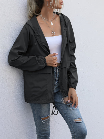 Waterdichte Dames Windjack Lange Mouwen Effen Kleur