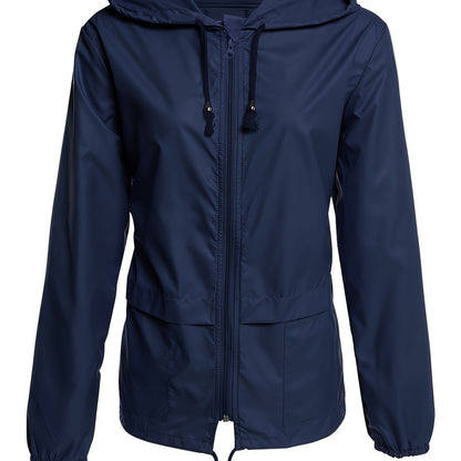 Waterdichte Dames Windjack Lange Mouwen Effen Kleur