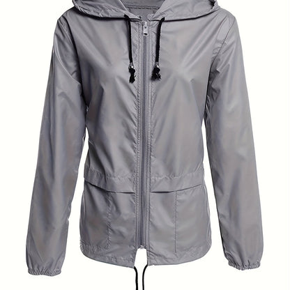 Waterdichte Dames Windjack Lange Mouwen Effen Kleur