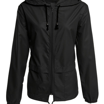 Waterdichte Dames Windjack Lange Mouwen Effen Kleur