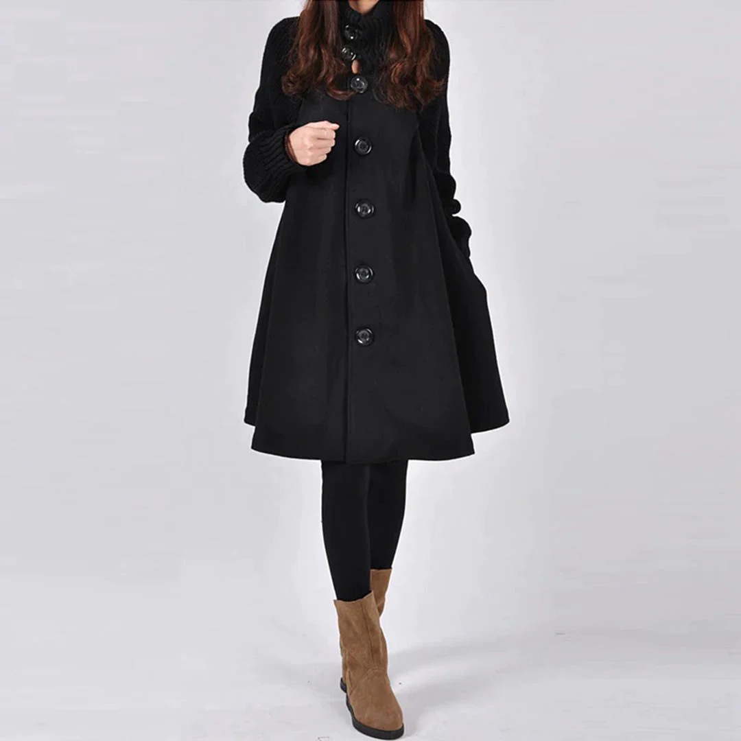Damesjas Lange Zwarte Elegante Jas voor Dames - StudioMarella