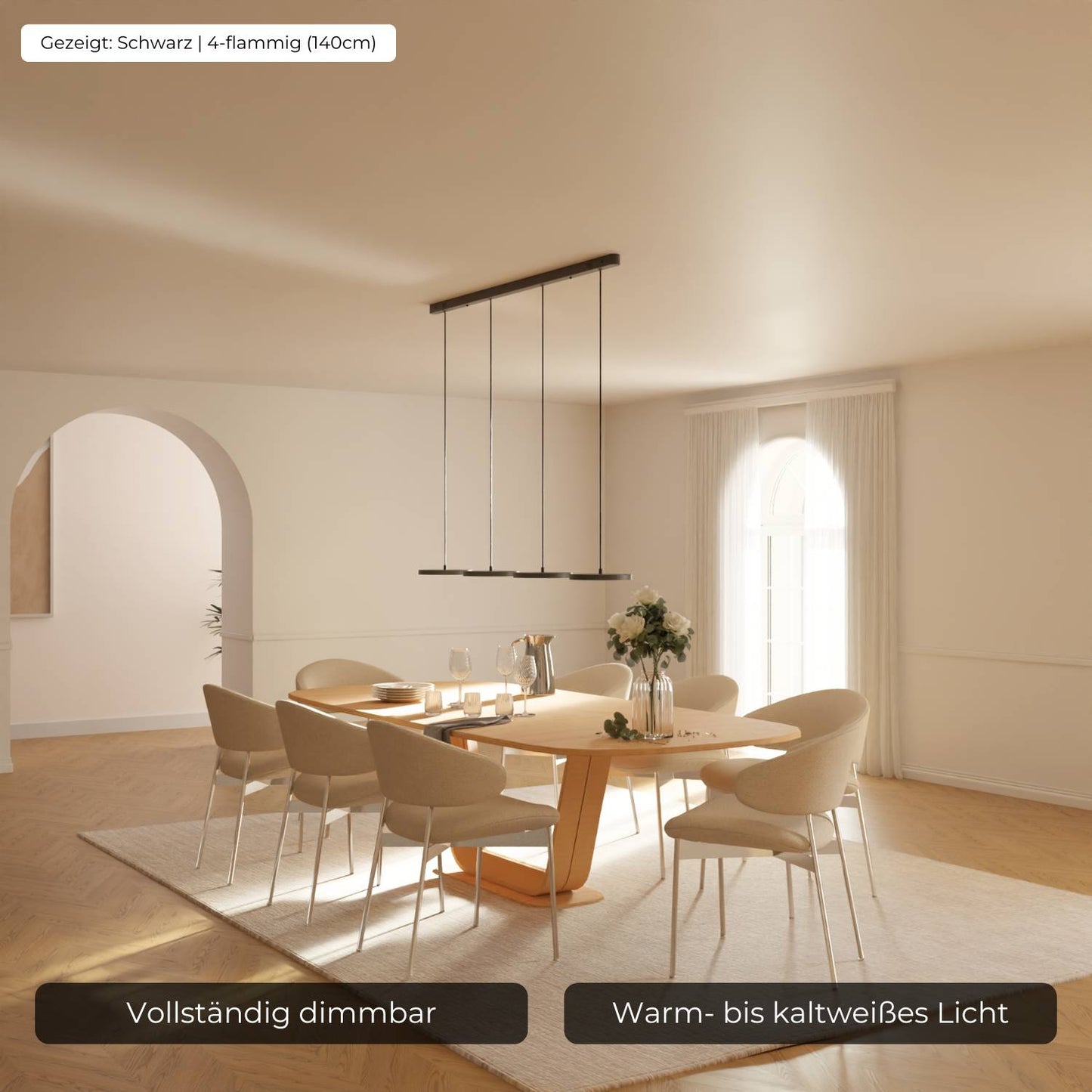 Design Hanglamp LED Aluminium 3-4 Lichts Zwart Eettafel Dimbaar Modern Pendellamp Minimalistisch Interieur Verlichting