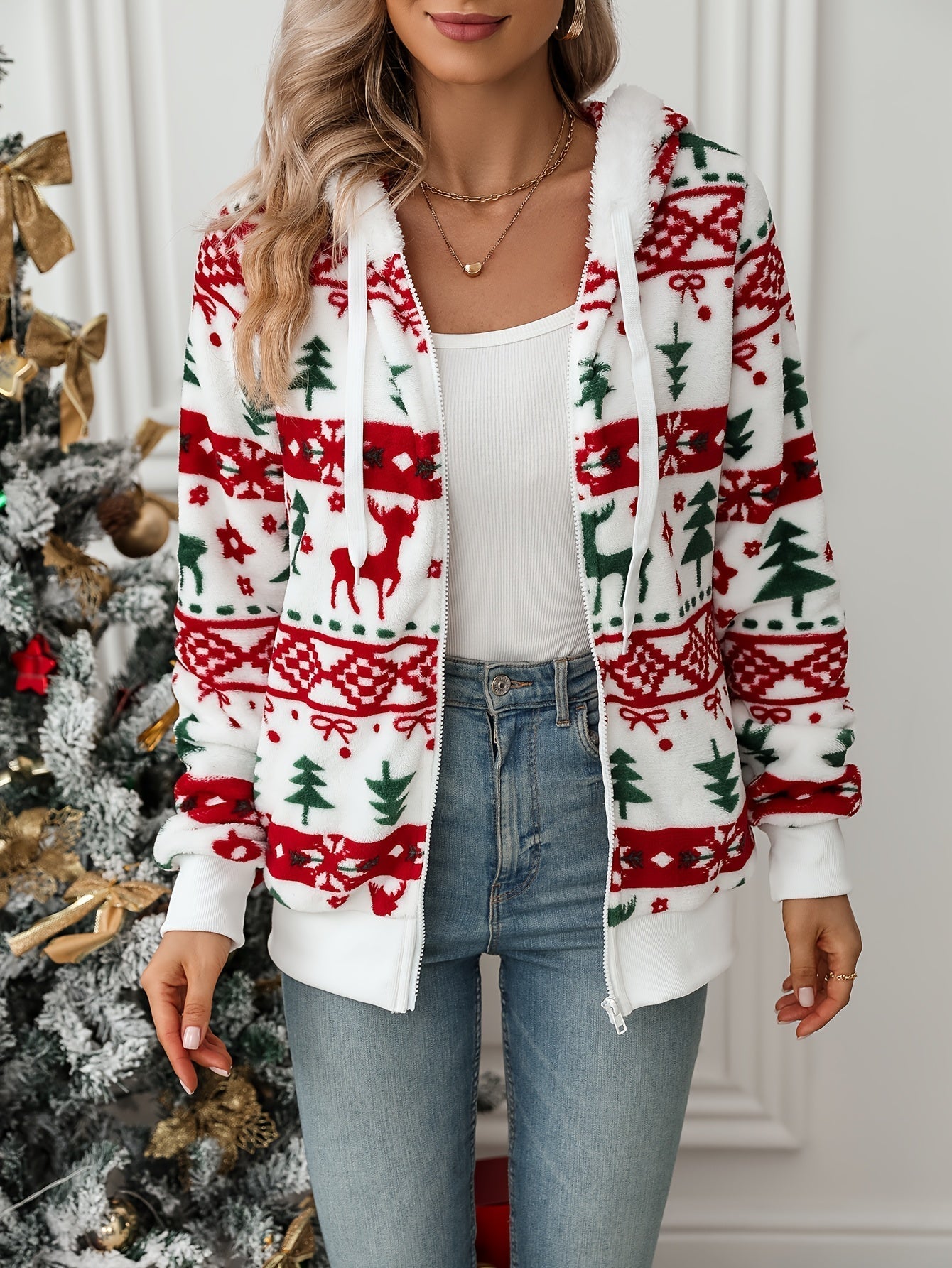 Dames Winterjas Kerst Hooded Warm en Feestelijk - StudioMarella