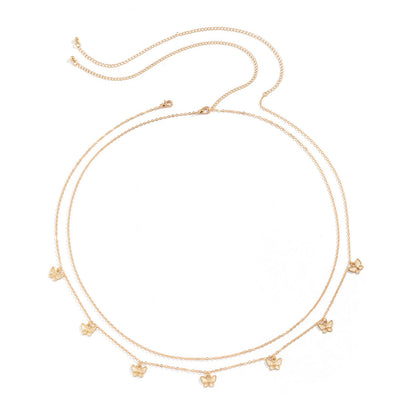 Zilveren Halsketting Vlinder voor Dames Dubbele Ketting
